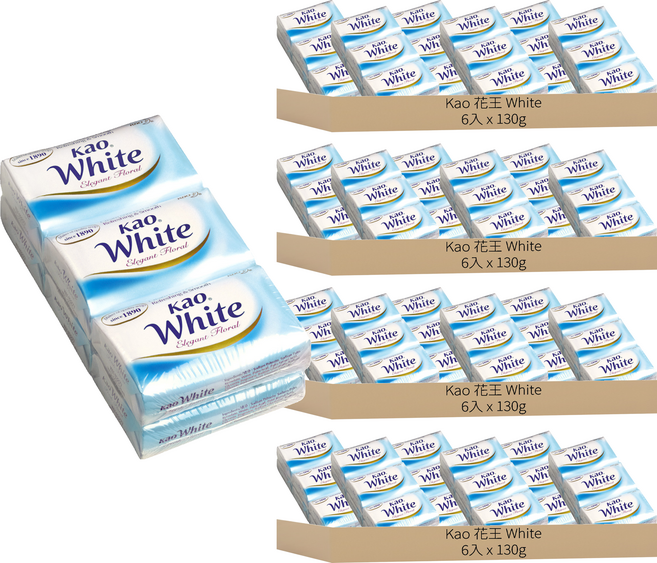 Kao 花王 White 台灣公司貨 香皂 優雅花香, 130g, 24個