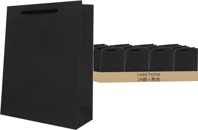 Lead home 素色購物袋, 黑色, 24個