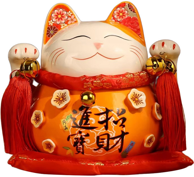 MODACore 摩達客 春節開運招財 招財進寶招財貓 含坐墊, 橘色