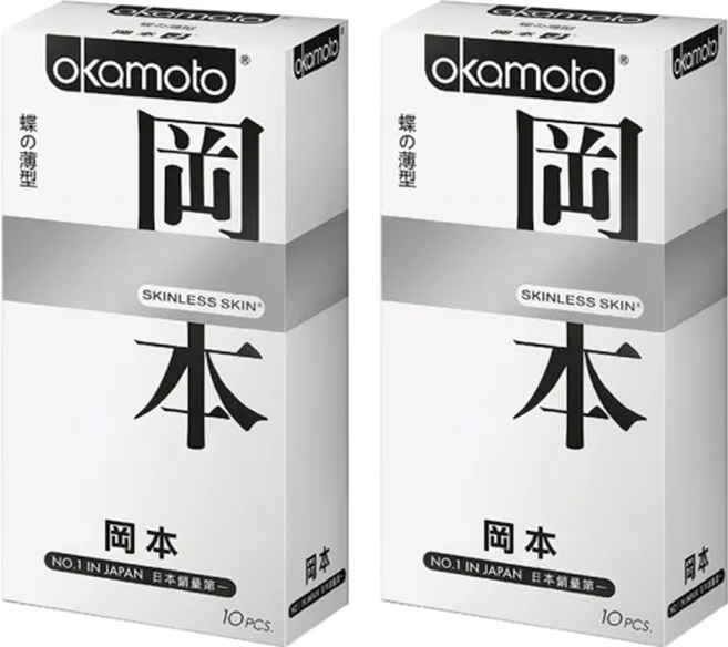 okamoto 岡本 Skinless蝶薄型保險套, 10個, 2盒