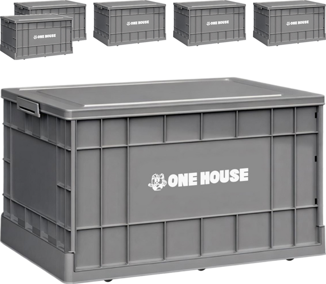 ONE HOUSE 75L 61寬藤原工業風折疊收納箱 高款 OH-Q261-H2, 泥灰色, 6個