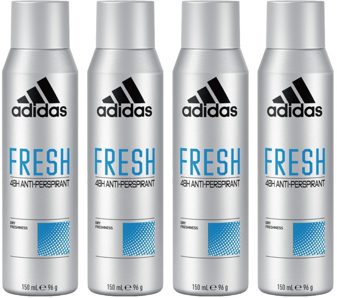 adidas 愛迪達 男性制汗爽身噴霧 勁涼舒爽, 4瓶, 150ml