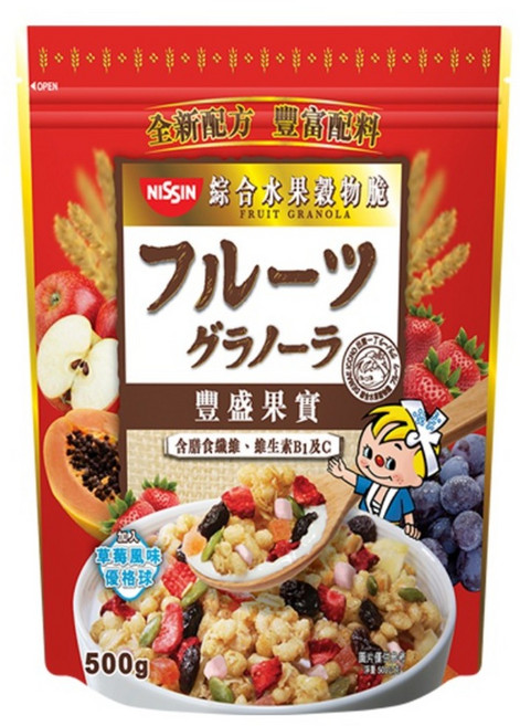 NISSIN 日清 豐盛果實綜合水果穀物脆, 500g, 1包