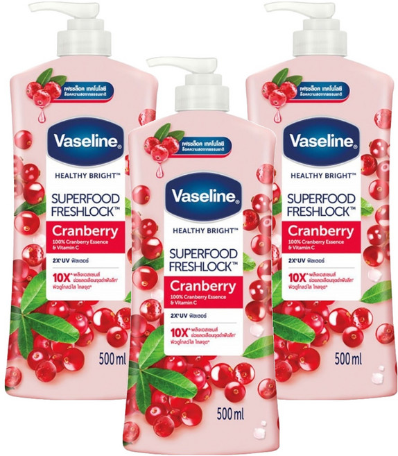 Vaseline 凡士林 乳液 蔓越莓 + VT-C, 500ml, 3瓶