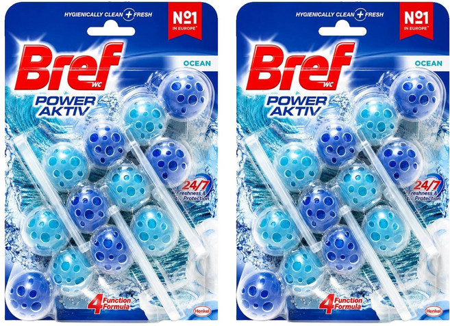 BREF 妙力馬桶清潔球藍色海洋香氛50g 2入, 強力清潔除垢, 持久清新, 150g, 2組