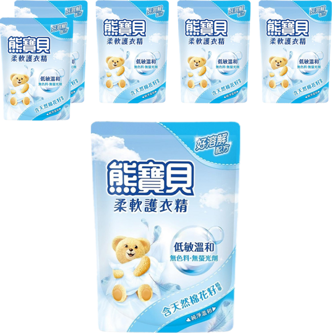 Snuggle 熊寶貝 衣物柔軟精 補充包 純淨溫和, 1.84L, 6包
