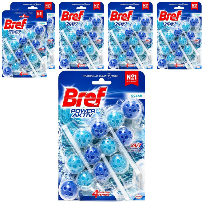 BREF 妙力 強力馬桶芳香清潔球 藍色 海洋香氛 3個, 150g, 6組
