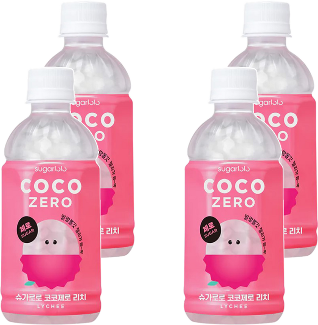 sugarlolo 椰果飲料 荔枝風味, 4瓶, 340ml