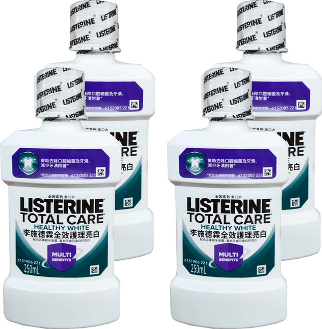 LISTERINE 李施德霖 全效護理亮白漱口水, 250ml, 4瓶