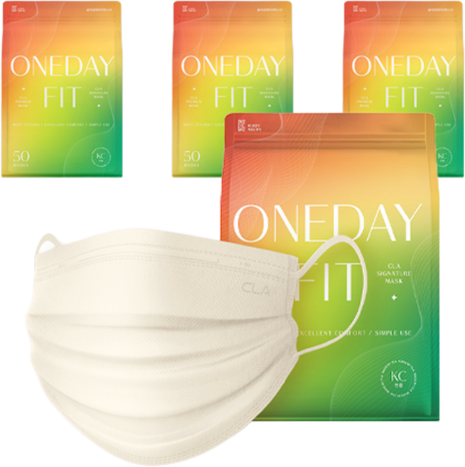 CLA One Day Fit 輕量包裝 一次性彩色口罩 大型, 膚色, 4個, 50入