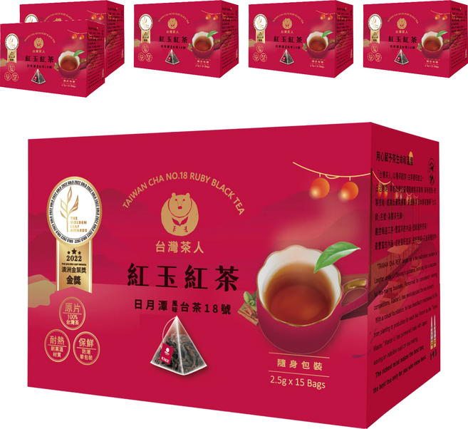 台灣茶人 100%金葉金獎台灣茶 日月潭紅玉紅茶, 2.5g, 15包, 6盒
