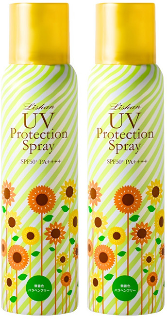 LISHAN 台灣公司貨 防曬噴霧 草本精油 SPF50+ PA++++ 黃色, 100g, 2瓶