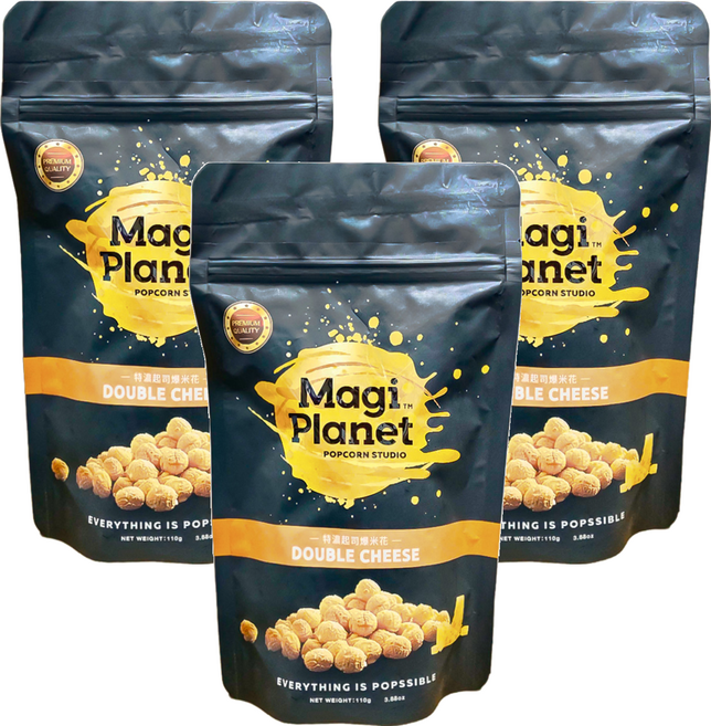Magi Planet 星球工坊 爆米花 Double Cheese 特濃起司, 110g, 3包