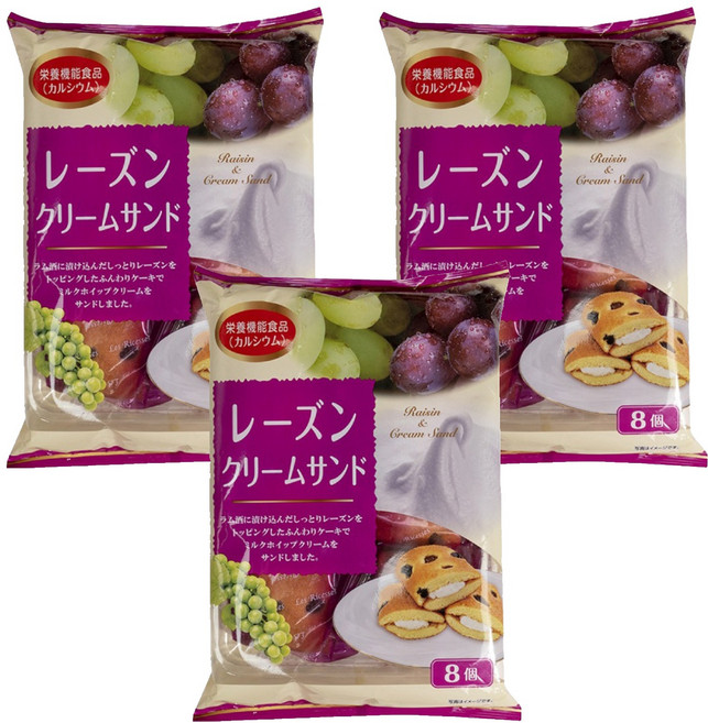 山內製菓 葡萄乾牛奶風味夾心蛋糕, 156g, 3袋