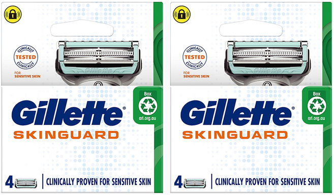 Gillette 吉列 SkinGuard 紳適系列刮鬍刀頭 敏感肌適用 蘆薈潤滑, 2組, 4個