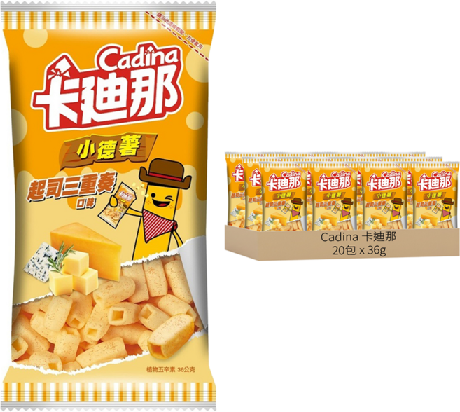 Cadina 卡迪那 小德薯起司三重奏口味, 36g, 20包