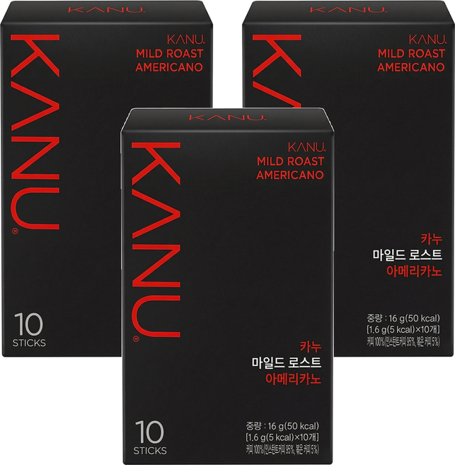 KANU 經典美式黑咖啡 mild roast, 1.6g, 10條, 3盒