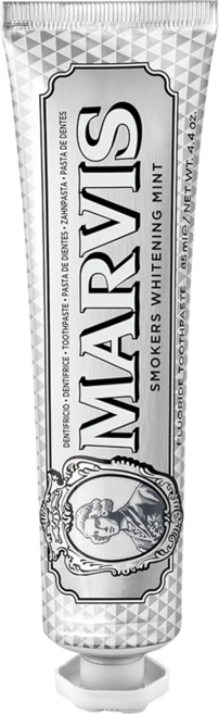 MARVIS 台灣公司貨 義大利精品牙膏 強化亮白薄荷 菱格白, 1個, 85ml