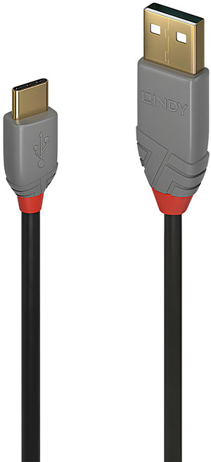 LINDY 林帝 ANTHRA USB2.0 Type-C/公-Type-A/公傳輸線, 黑色, 1條, 0.5m