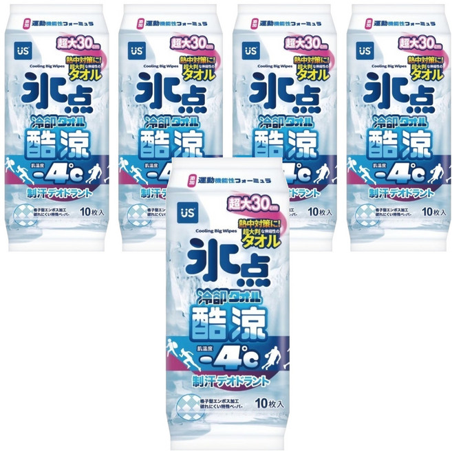 US baby 優生 冰點酷涼濕巾10抽 加大版, 5包, 1入, 50g
