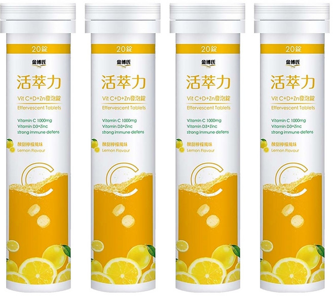 DR.KIM 金博氏 活萃力 Vit C + D + Zn 發泡錠, 4支, 20顆