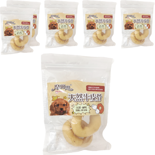 Mores 摩爾思 天然牛皮骨 狗零食 3個, 煙燻甜甜圈, 45g, 6包
