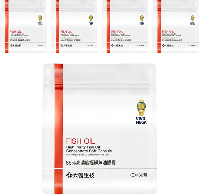 大醫生技 85%高濃度極鮮魚油膠囊, 60顆, 850mg, 5袋