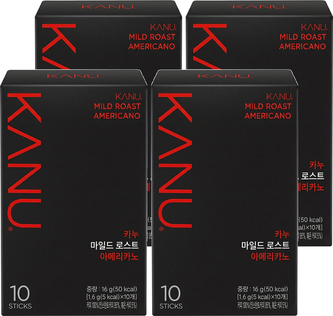 KANU 經典美式黑咖啡 mild roast, 1.6g, 10條, 4盒