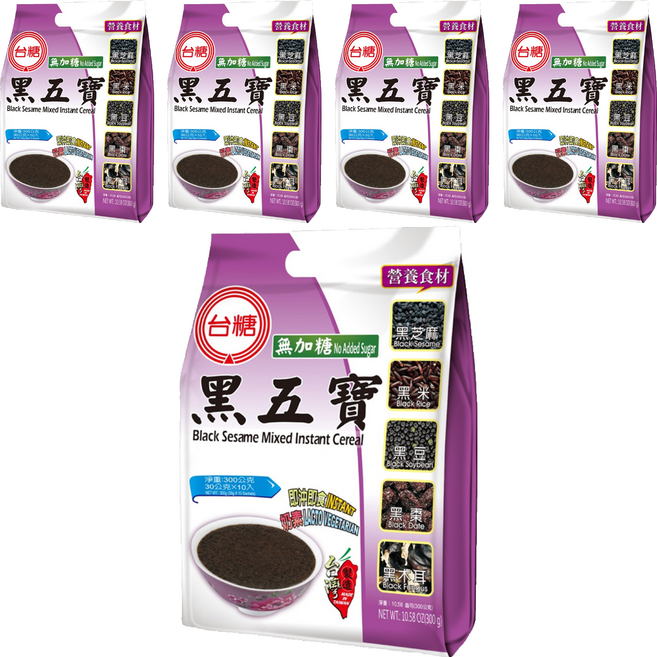 台糖 無加糖黑五寶, 300g, 5袋
