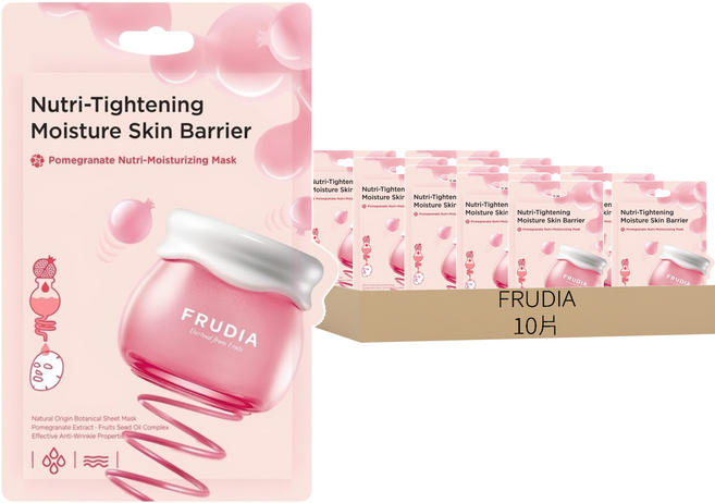 FRUDIA 台灣公司貨 超級網紅 石榴保濕彈潤面膜, 10片, 1組