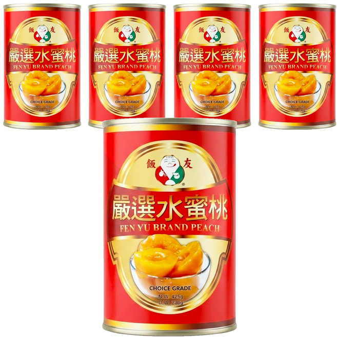 飯友 嚴選水蜜桃, 425g, 5罐