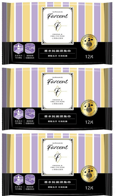 farcent 花仙子 驅塵氏 小蒼蘭英國梨抗菌濕拖巾, 3包