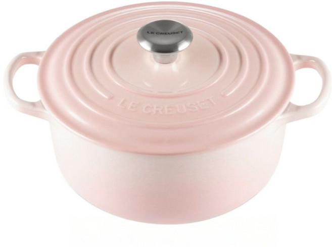 LE CREUSET 典藏圓鐵鍋 鋼頭, 1個, 20cm, 貝殼粉