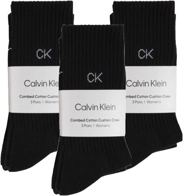 Calvin Klein 凱文克萊 男款小標誌氣墊中筒襪3雙