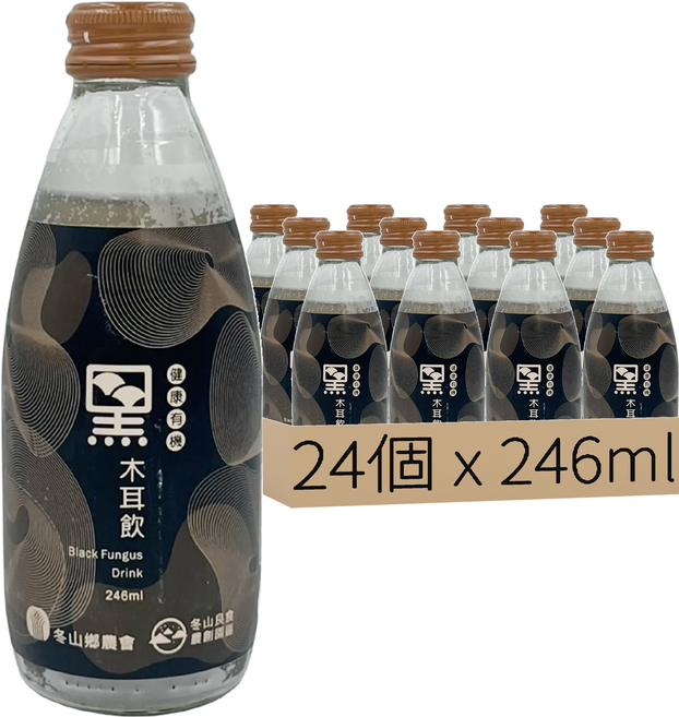 冬山鄉農會 有機黑木耳飲, 246ml, 24個