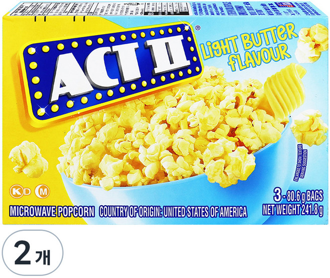 ACTⅡ 微波爆米花 淡奶油口味, 241.8g, 2個
