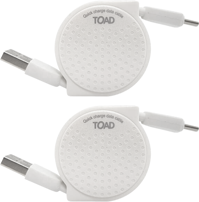 TOAD A型轉C型圓點伸縮式智慧型手機高速充電傳輸線, 100cm, 2個, 白色