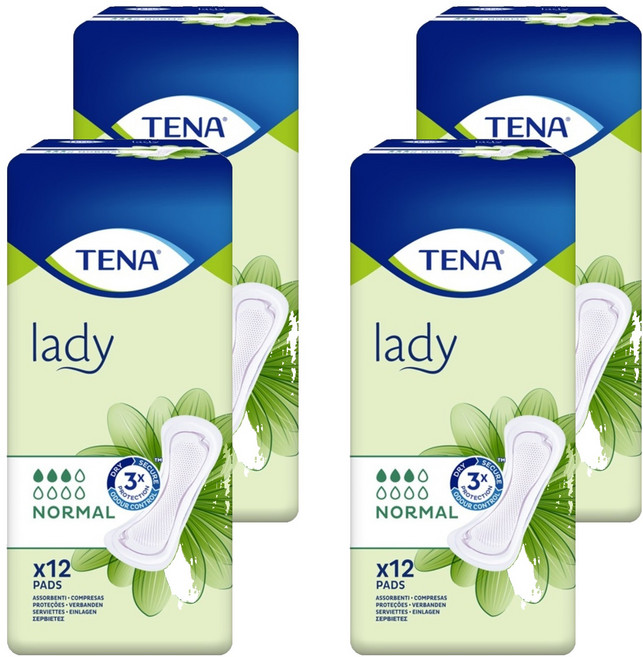 TENA 添寧 女士漏尿護墊 一般型, FREE(onesize), 4包, 12枚入