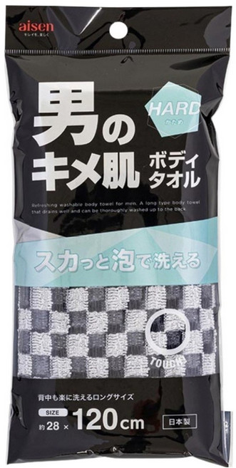 aisen 格紋男性洗澡巾, 1個, 黑灰格紋, 1個裝
