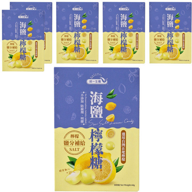 統一生機 海鹽檸檬糖, 60g, 6個