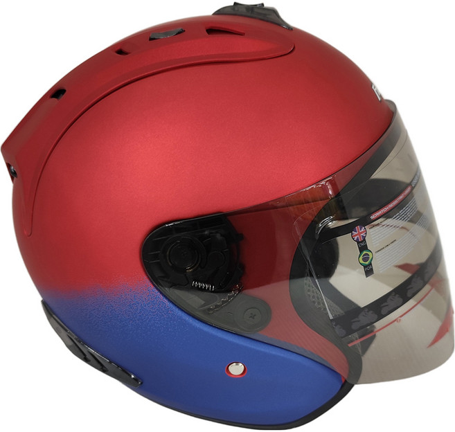 FIGHTER HELMET 露臉式安全帽 含一層護目鏡 R3A6, 紅藍色