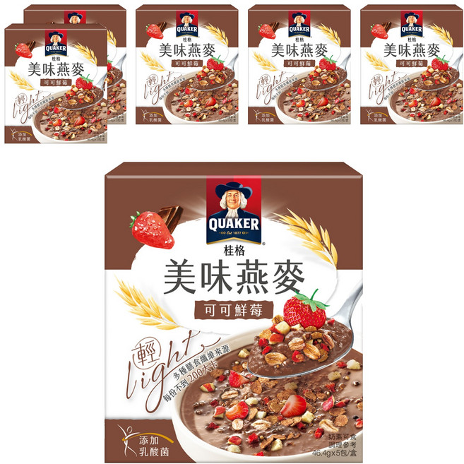 QUAKER 桂格 美味燕麥 可可鮮苺 5包, 232g, 6盒