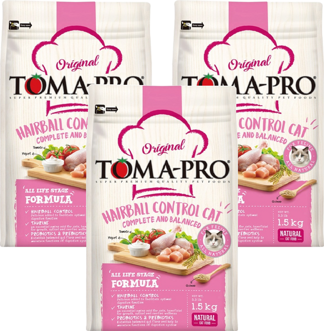 TOMA-PRO 優格 成幼貓 化毛高纖配方 乾飼料, 雞肉 + 米, 1.5kg, 3袋