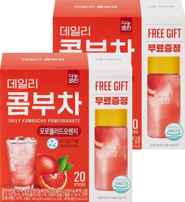 Danongwon 乳酸菌康普茶 + 瓶子 血橙, 20包, 5g, 2盒