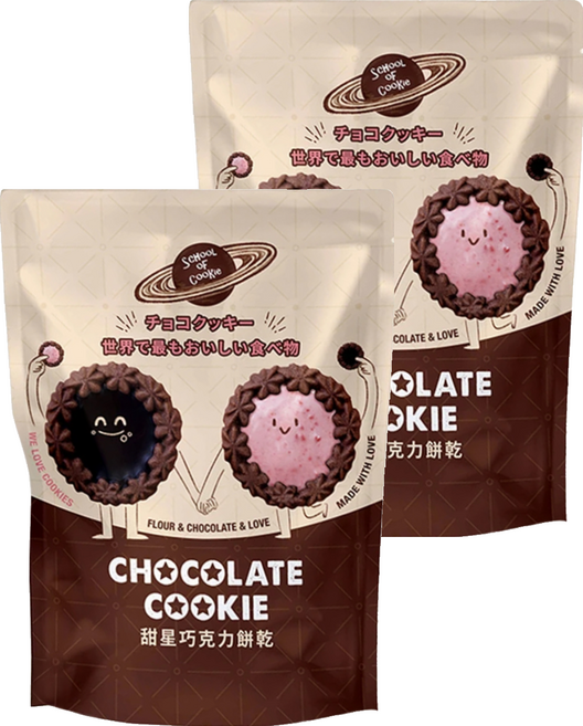 School of Cookie 台灣優格餅乾學院 甜星巧克力餅乾 5包, 2袋, 225g