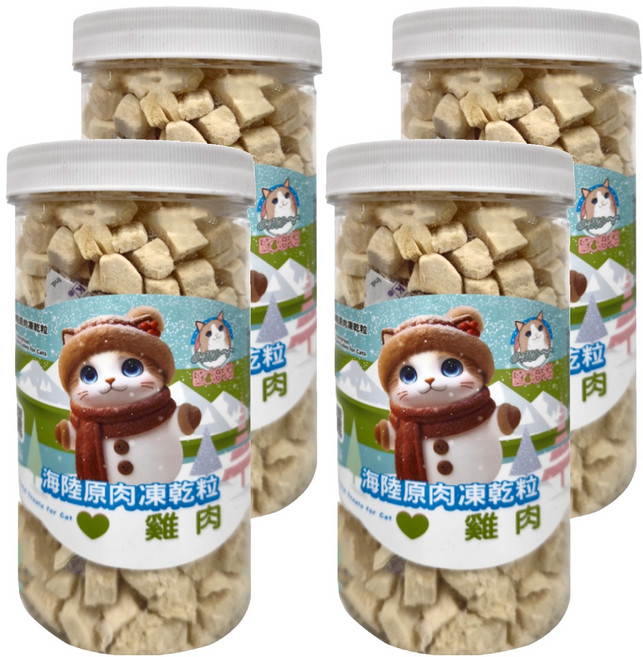 OMO 歐姆貓 海陸原肉凍乾粒, 4罐, 90g, 雞肉