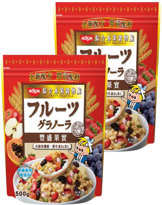 NISSIN 日清 豐盛果實綜合水果穀物脆, 500g, 2包