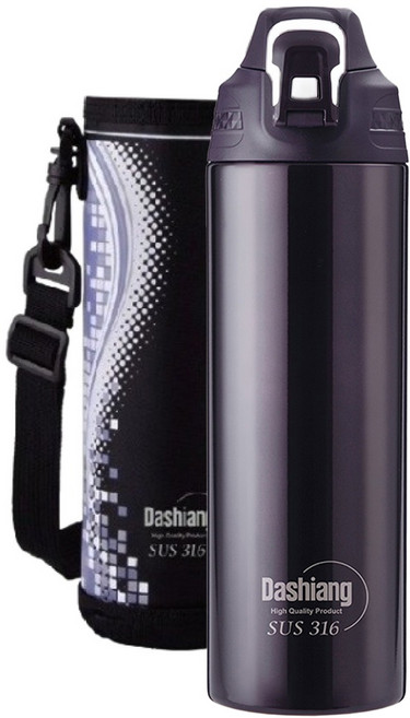 Dashiang 真空彈蓋保溫瓶 附瓶套, 紫色, 1000ml, 1個
