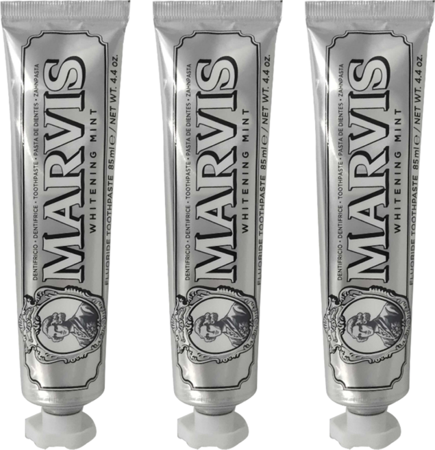 MARVIS 台灣公司貨 義大利牙膏 亮白薄荷, 85ml, 3條