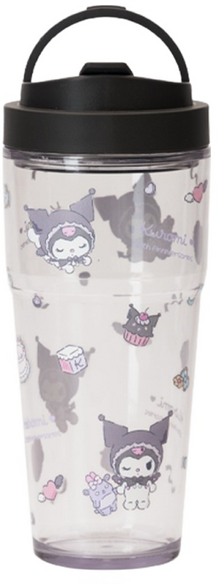 WOKY 沃廚 My Melody + Kuromi 周年系列 ECOZENR 渾圓杯 SANRIO聯名款, 1個, 880ml, 酷洛米黑天使